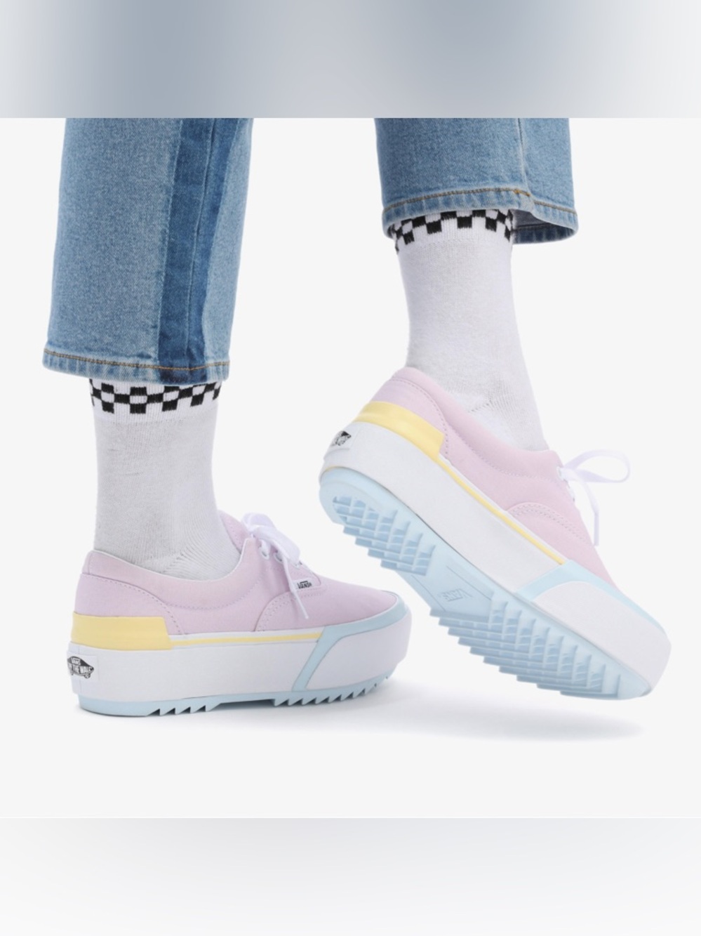 Vans Pastel Platform Lace-Up Sneakers in Pink